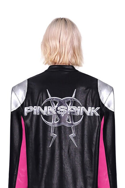 Cyberpunk Leather Shoulder Pad Motorcycle Jacket
