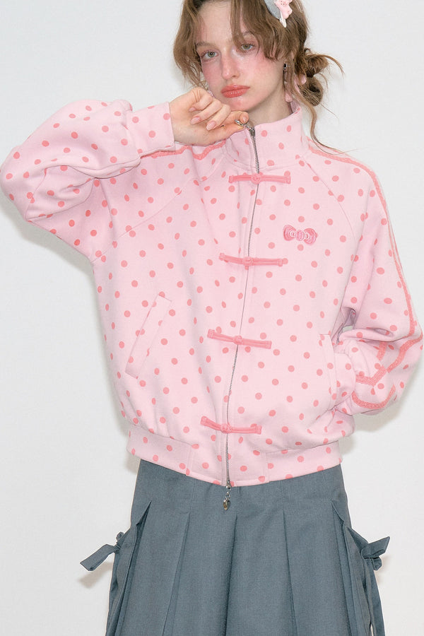 Pink Polka Dot Zip Jacket