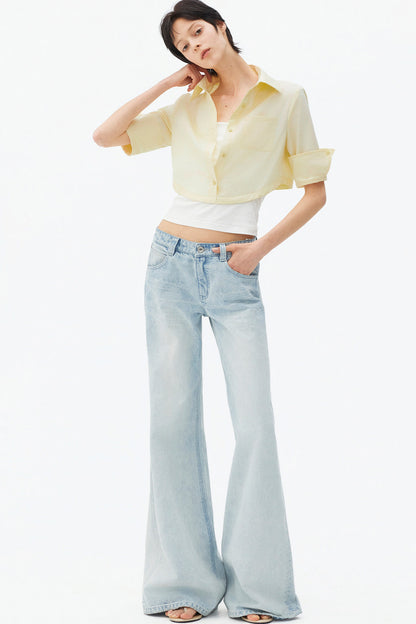 Light Blue Wide-Leg Denim Pants