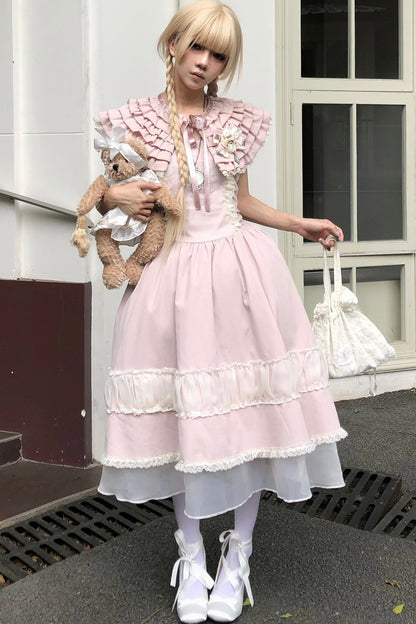 Pink Lace Embroidered Dress Set-Up