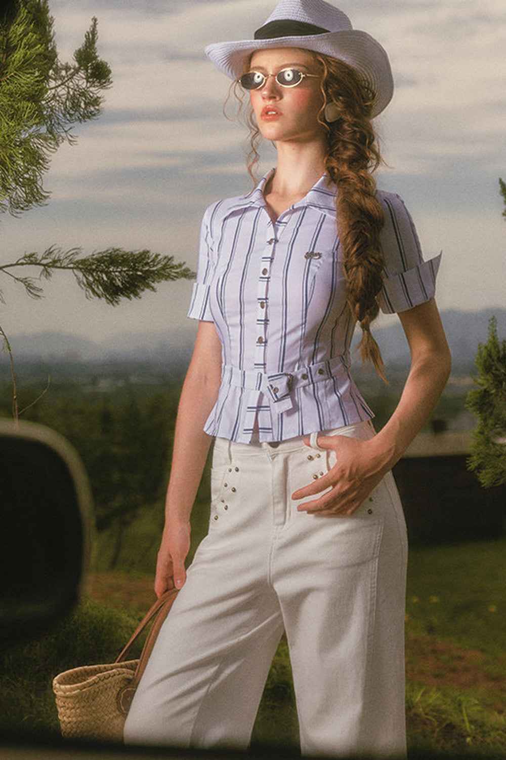 Striped Shirt and White Jeans Set-Up
