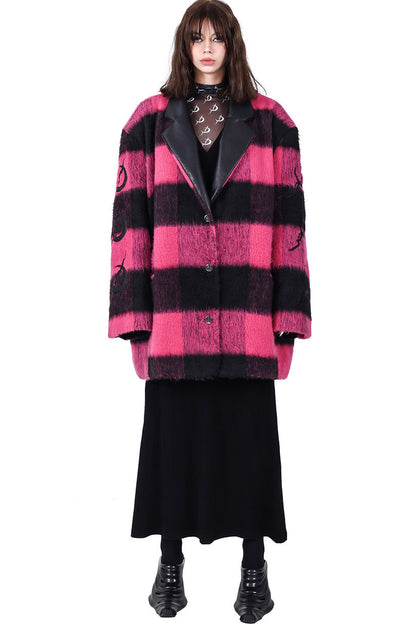 Black Pink Plaid Oversized Blazer