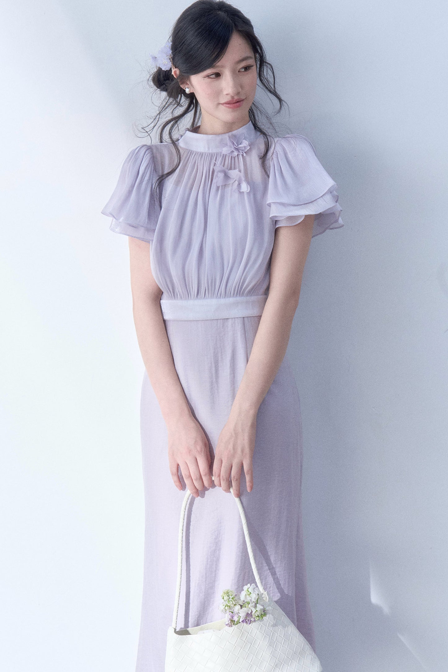 Floral Petal Flutter Sleeve Top Set-Up