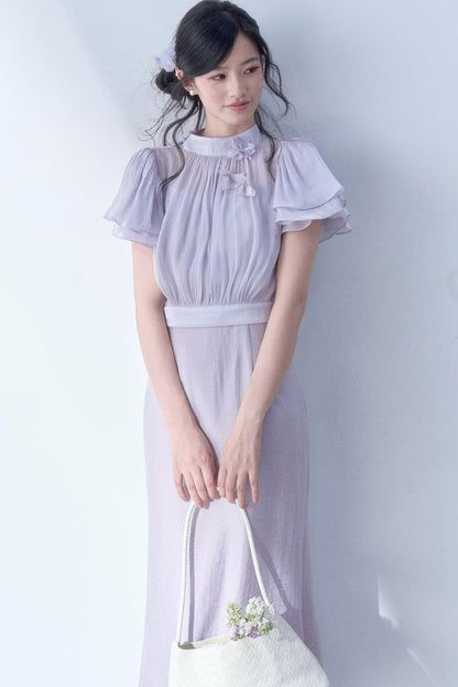 Floral Petal Flutter Sleeve Top Set-Up