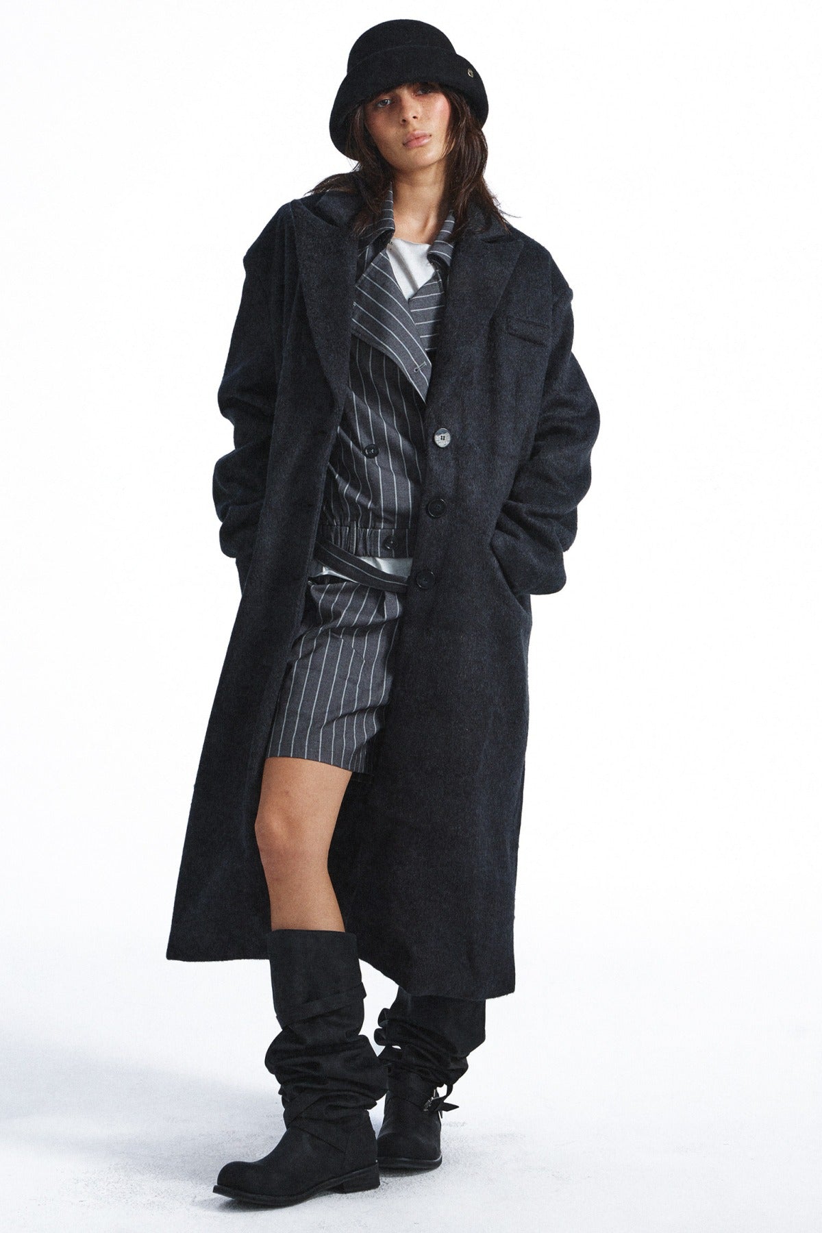 Striped Double-Breasted Blazer and Shorts Set-Up