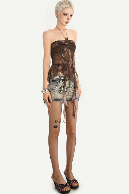 Ribbon Halter Neck Tube Top
