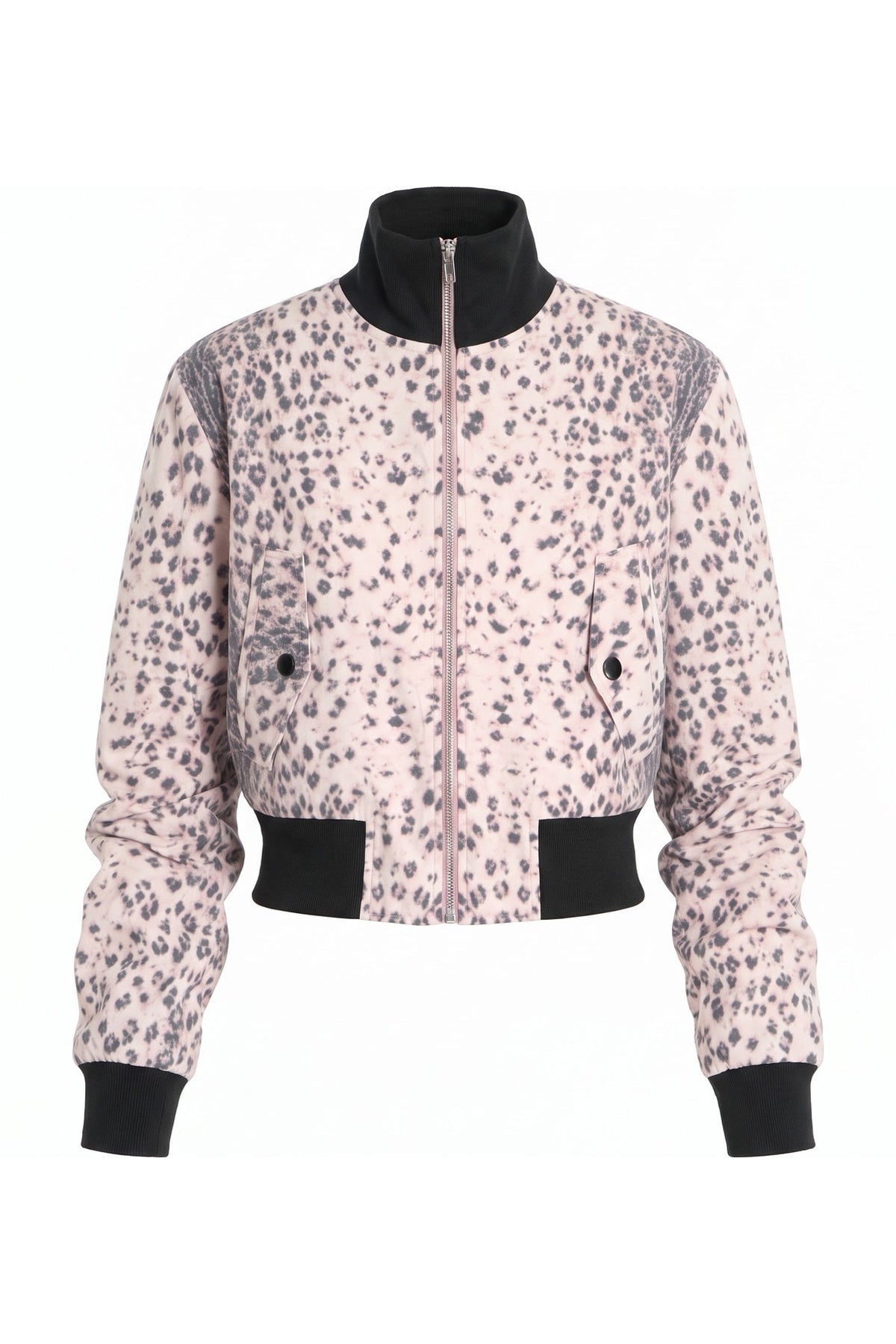 Pink Leopard Ribbed Cropped Jacket