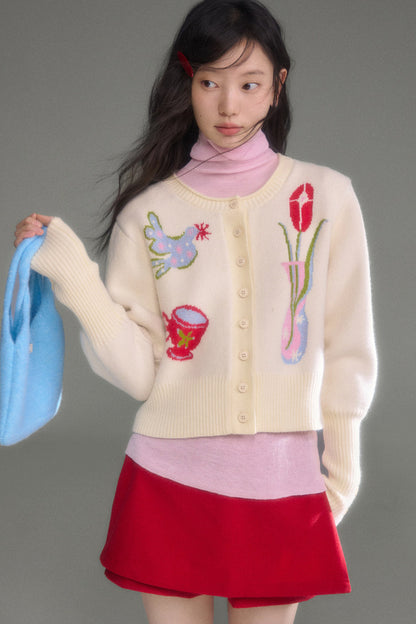 Red Berry A-Line Layered-Look Skirt