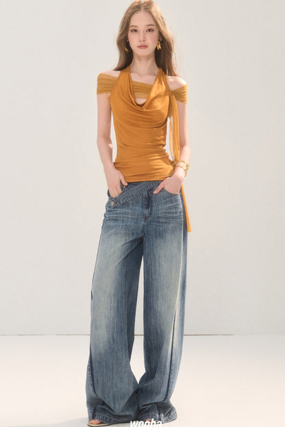 Vintage Washed Gradient Denim Jeans