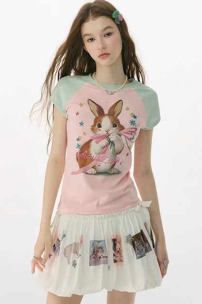 Retro Rabbit Print Top