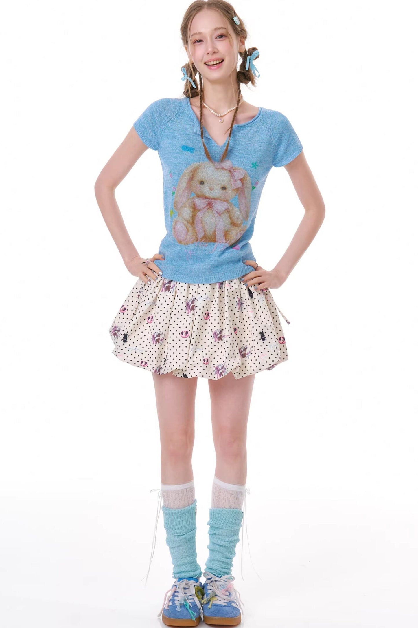 Heart Rabbit Polka Dot Skirt