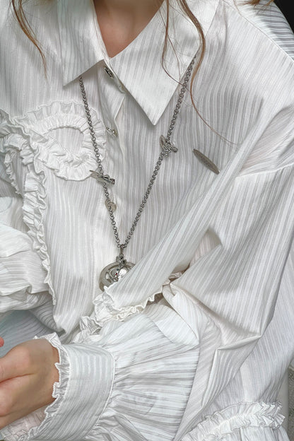 Lace Hem Bow Shirt