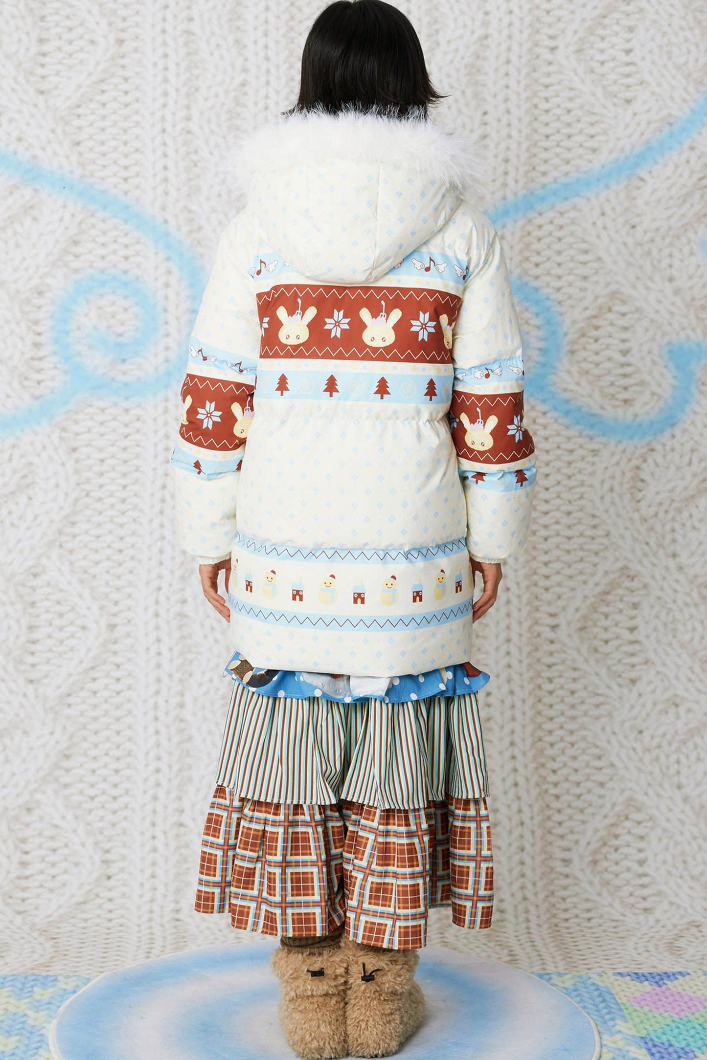 Fair Isle Hooded Down Jacket