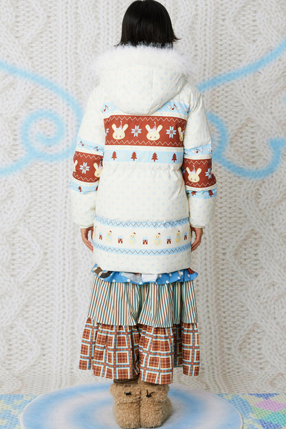 Fair Isle Hooded Down Jacket