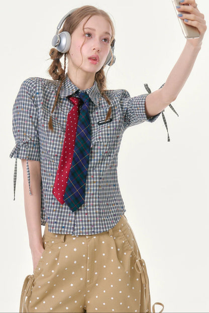 Retro Plaid Summer Blouse
