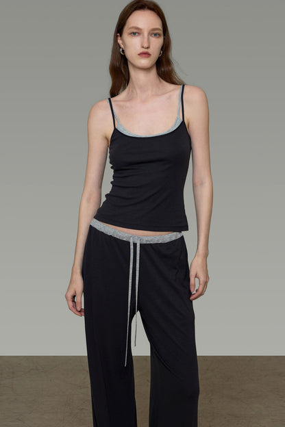 Color-Blocked Knit Camisole and Pants Set-Up