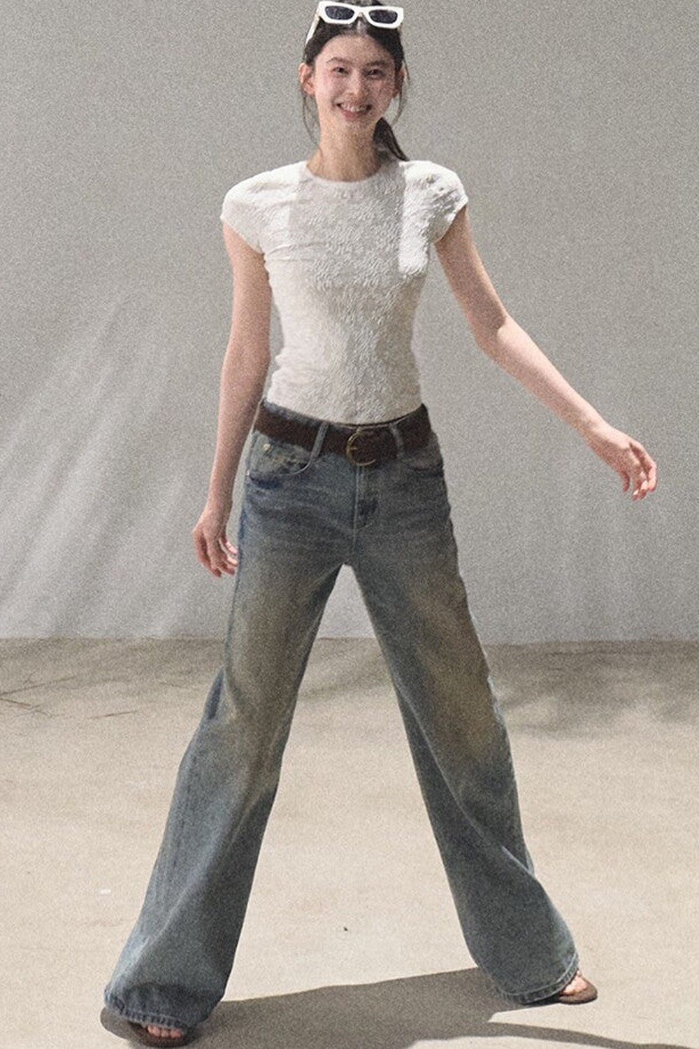 Vintage Hand-Painted Wide Leg Jeans Set