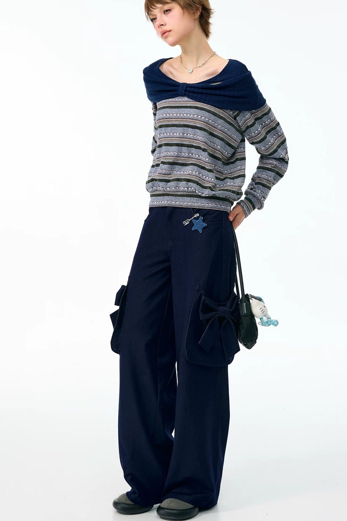Top in maglia a righe blu
