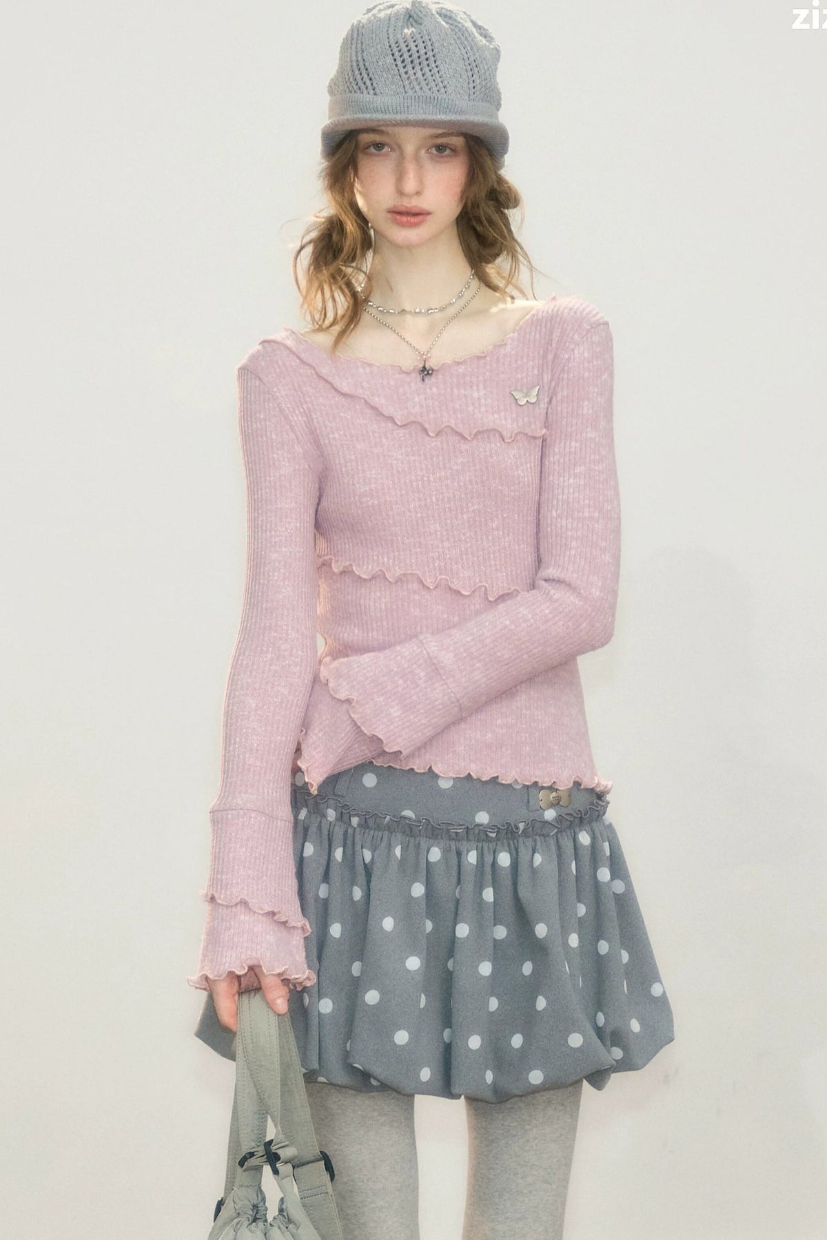 Pink Bell Sleeve Knit Top