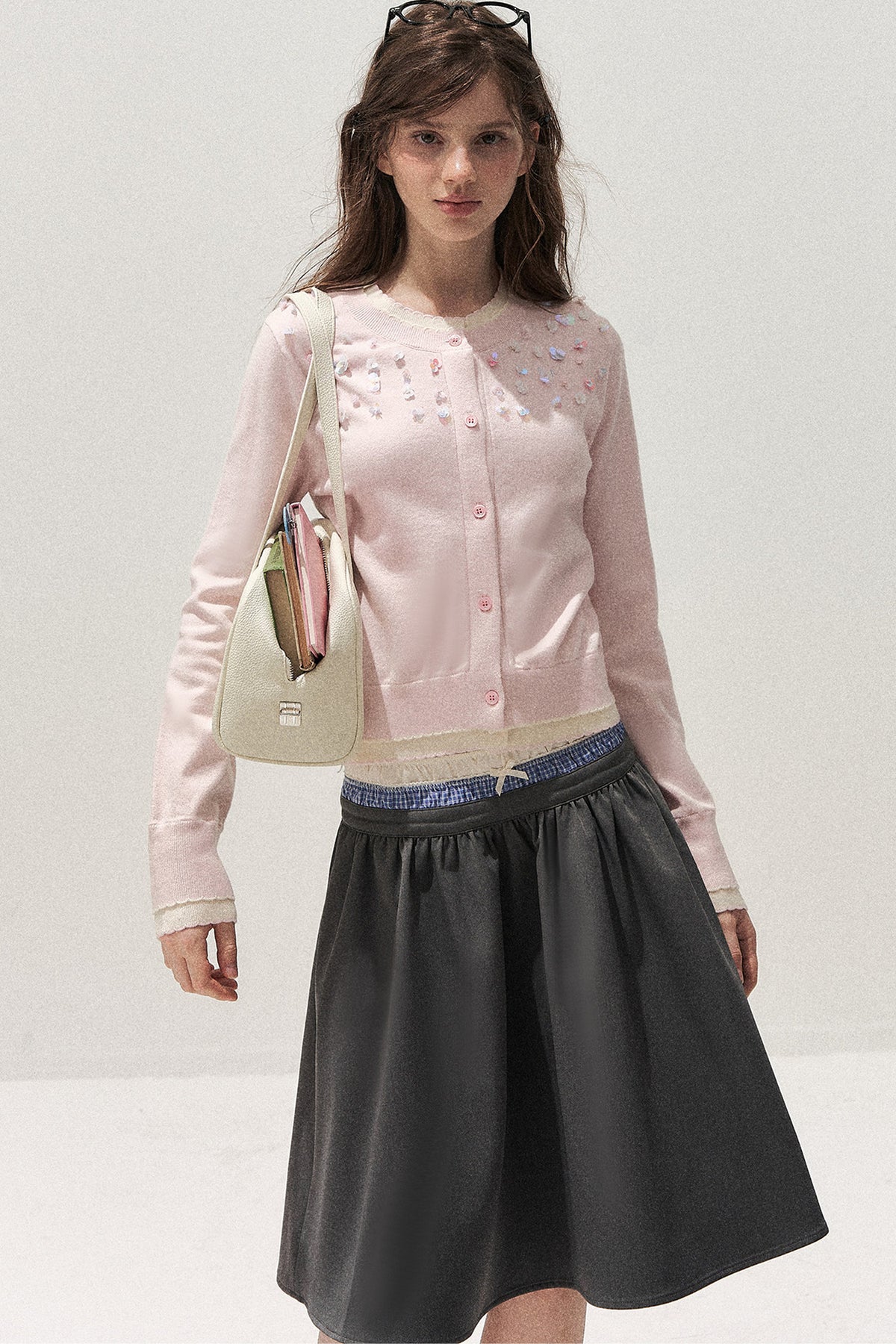 Spliced Waist A-Line Skirt