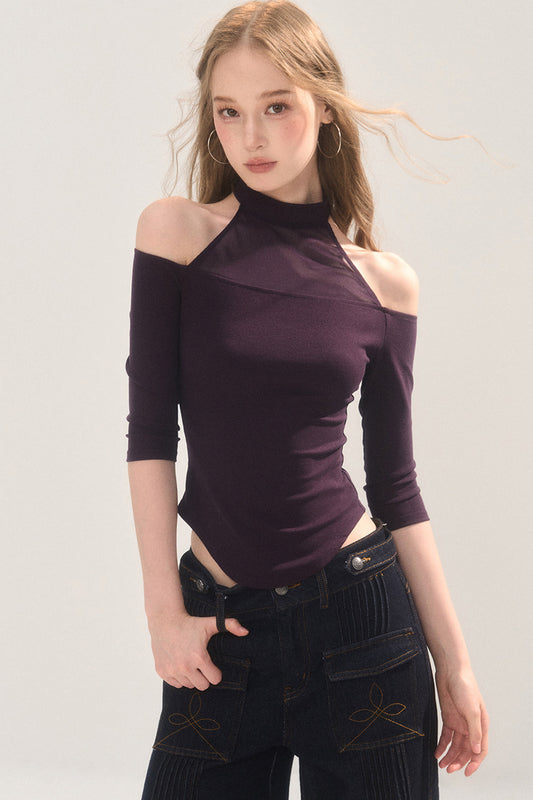 T-shirt extensible réversible à découpes