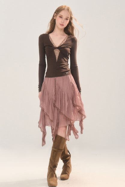 Ruffle Hem Autumn Skirt