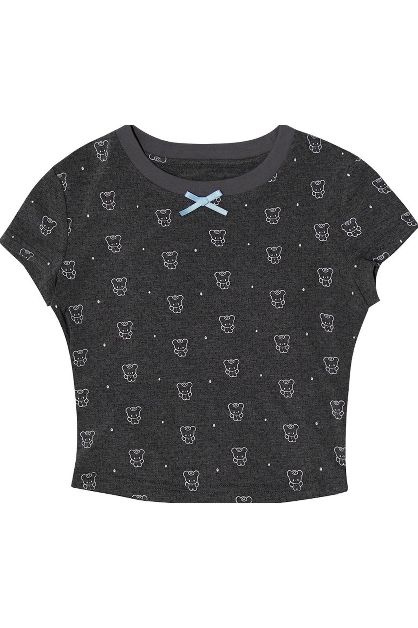 Tee-shirt à manches courtes à imprimé pois avec ours