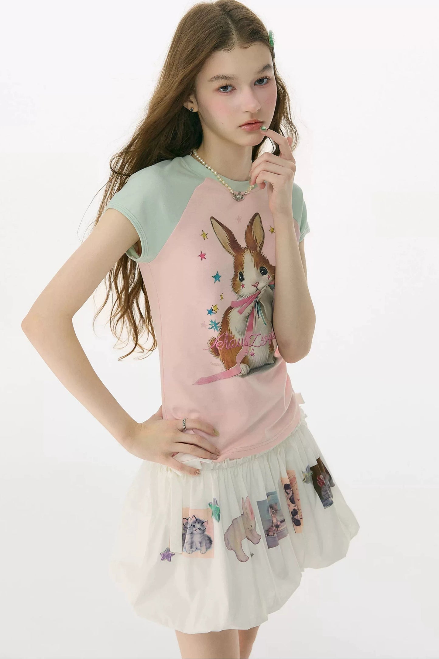 Retro Rabbit Print Top