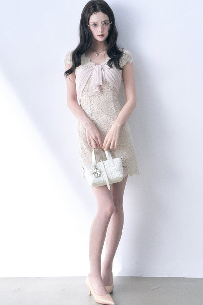 Elastic Lace Waist-Cinching Dress