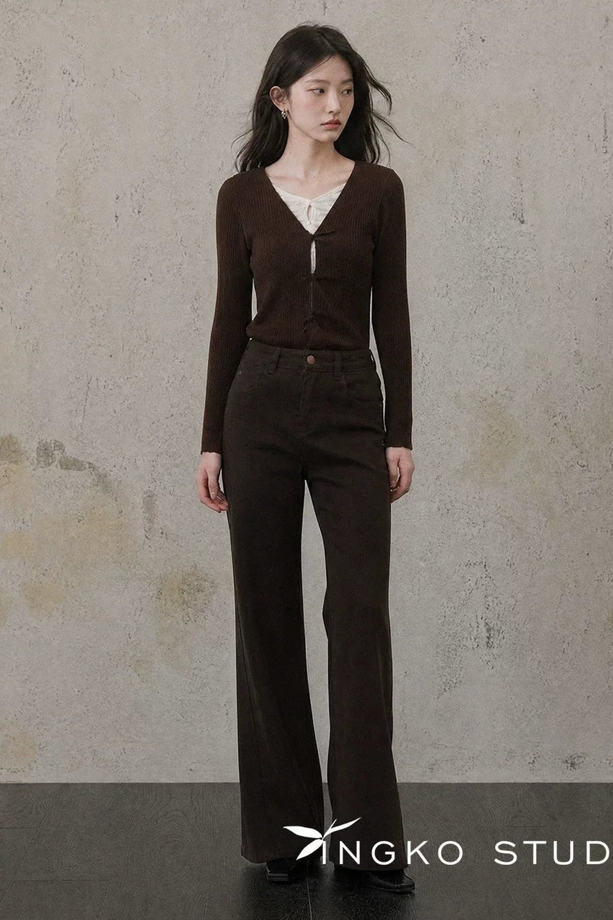 Coffee Micro-Flared Pants
