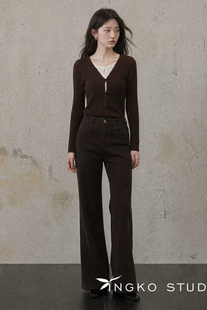 Coffee Micro-Flared Pants
