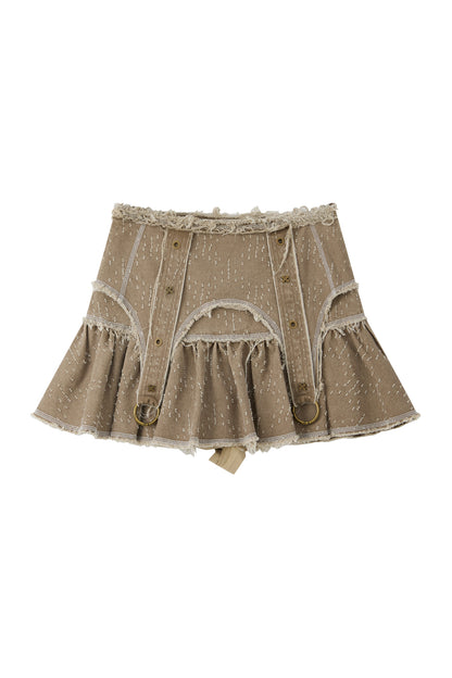 Vintage Pleated High-Waisted Short Skirt