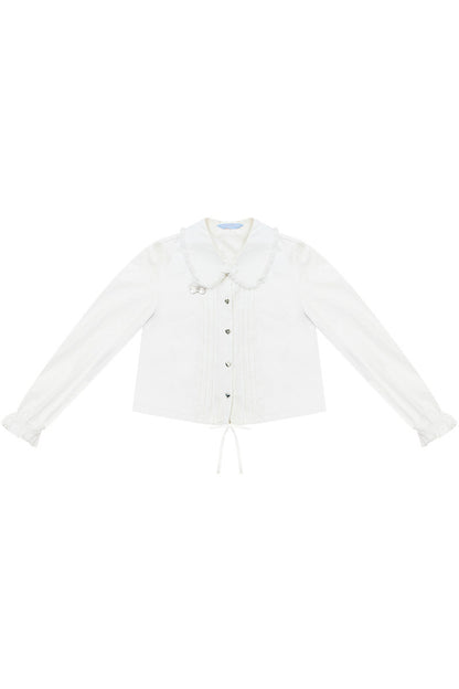 Tassel Doll Collar Puff Sleeve Shirt