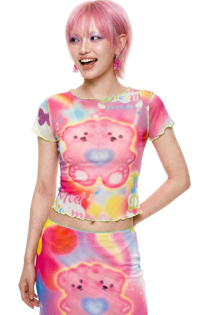 Dopamine Rainbow Mesh Dress
