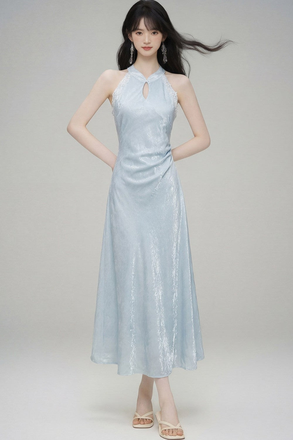 Chinese Style Jade Lace Cheongsam Dress
