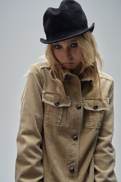 Distressed Corduroy Retro Jacket