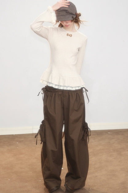 Apricot Butterfly Knit Sweater
