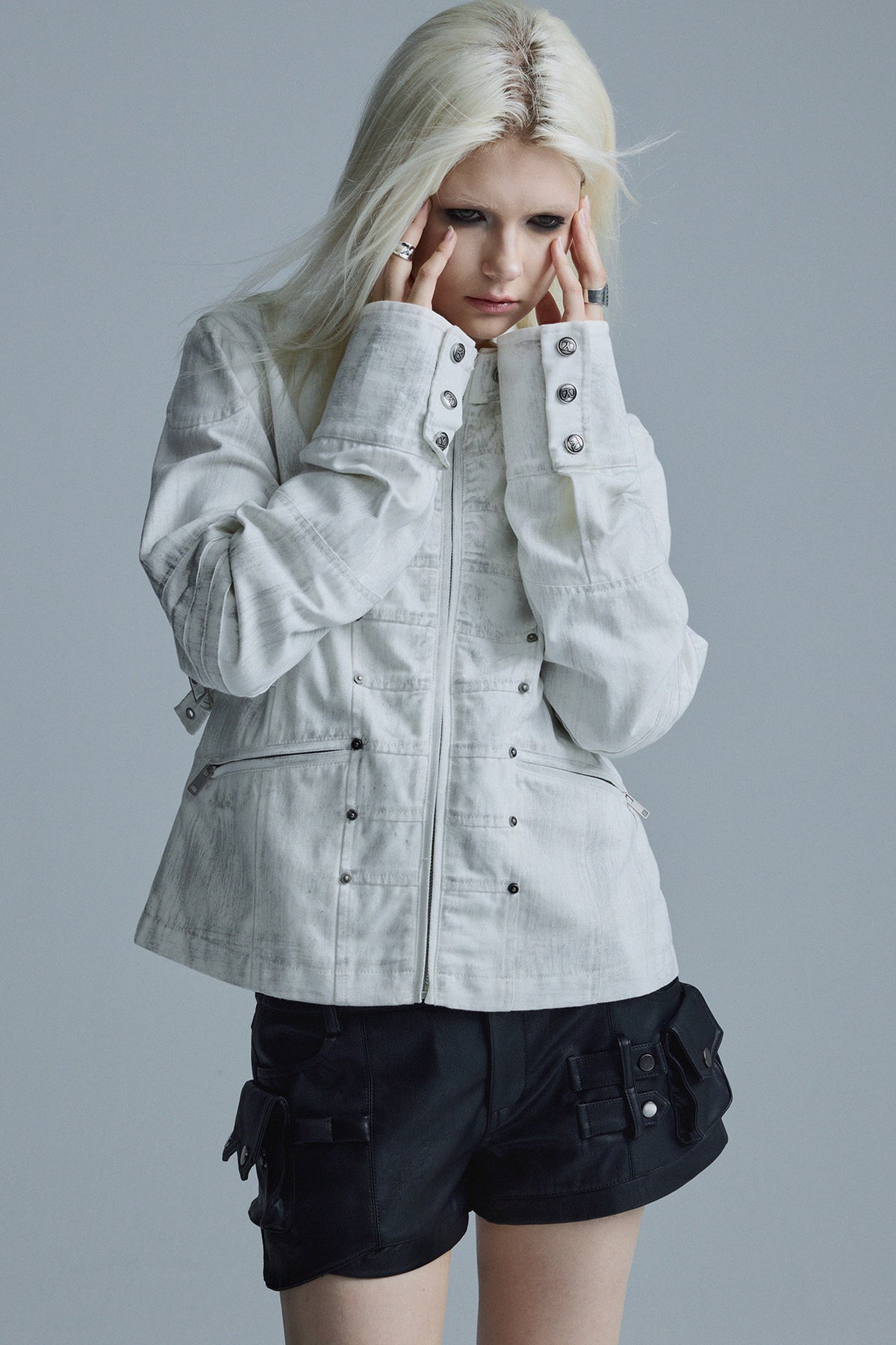 Textured Metal Buckle Jacket