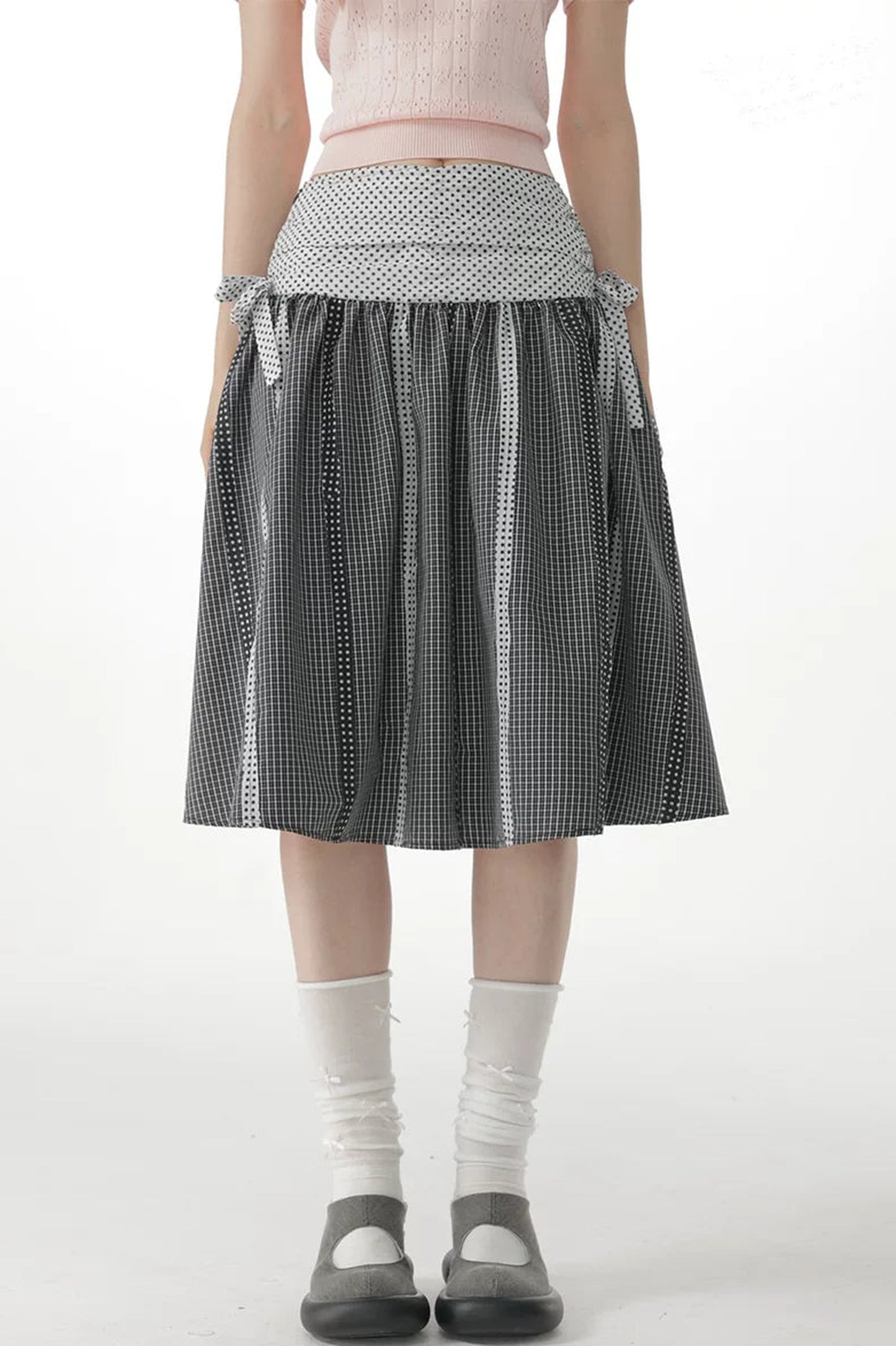 Black and White Plaid Patchwork Skirt