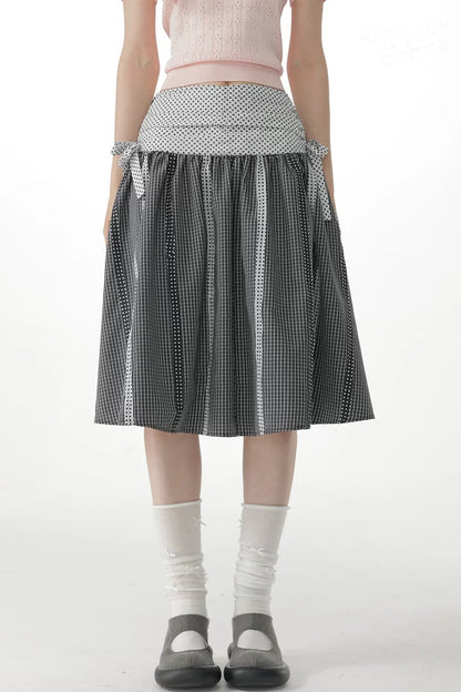 Black and White Plaid Patchwork Skirt