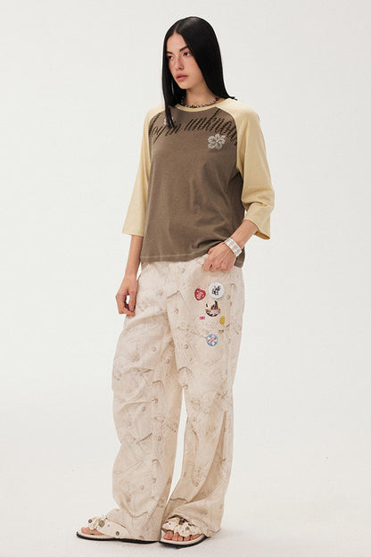 Oversized Slogan Print Raglan T-Shirt