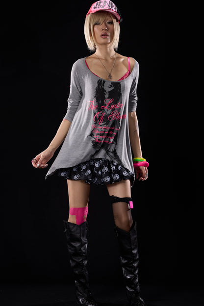 Low-Waist Skull Chiffon Miniskirt