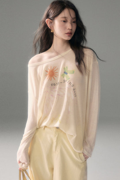 Long-Sleeve Fruit Vegetable Dog Print T-Shirt Set-Up