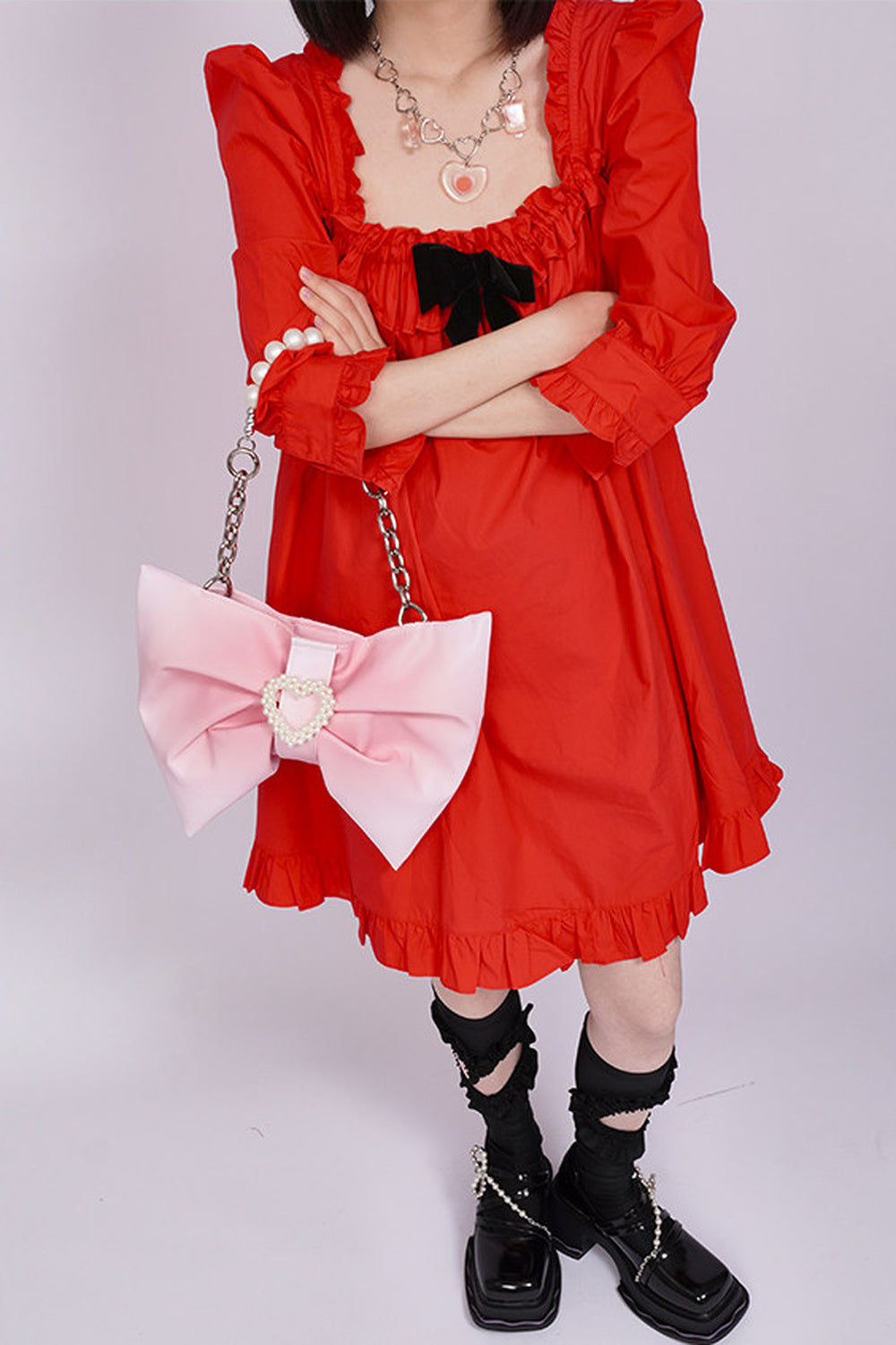 Gradient Bowknot Shoulder Bag