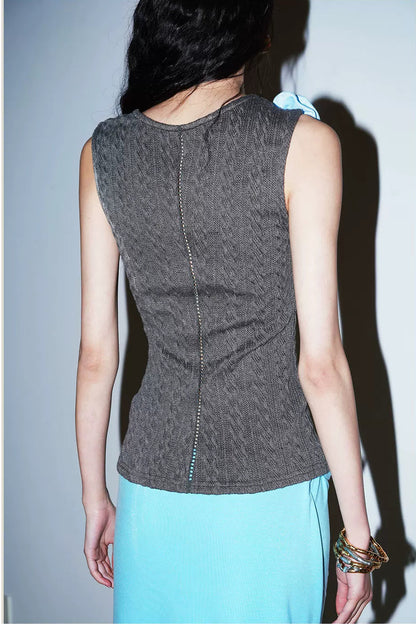 Floral Color-Block Knitted Camisole Top