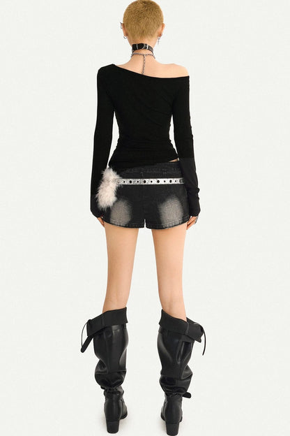 American Retro Long Sleeve Letter Print Top