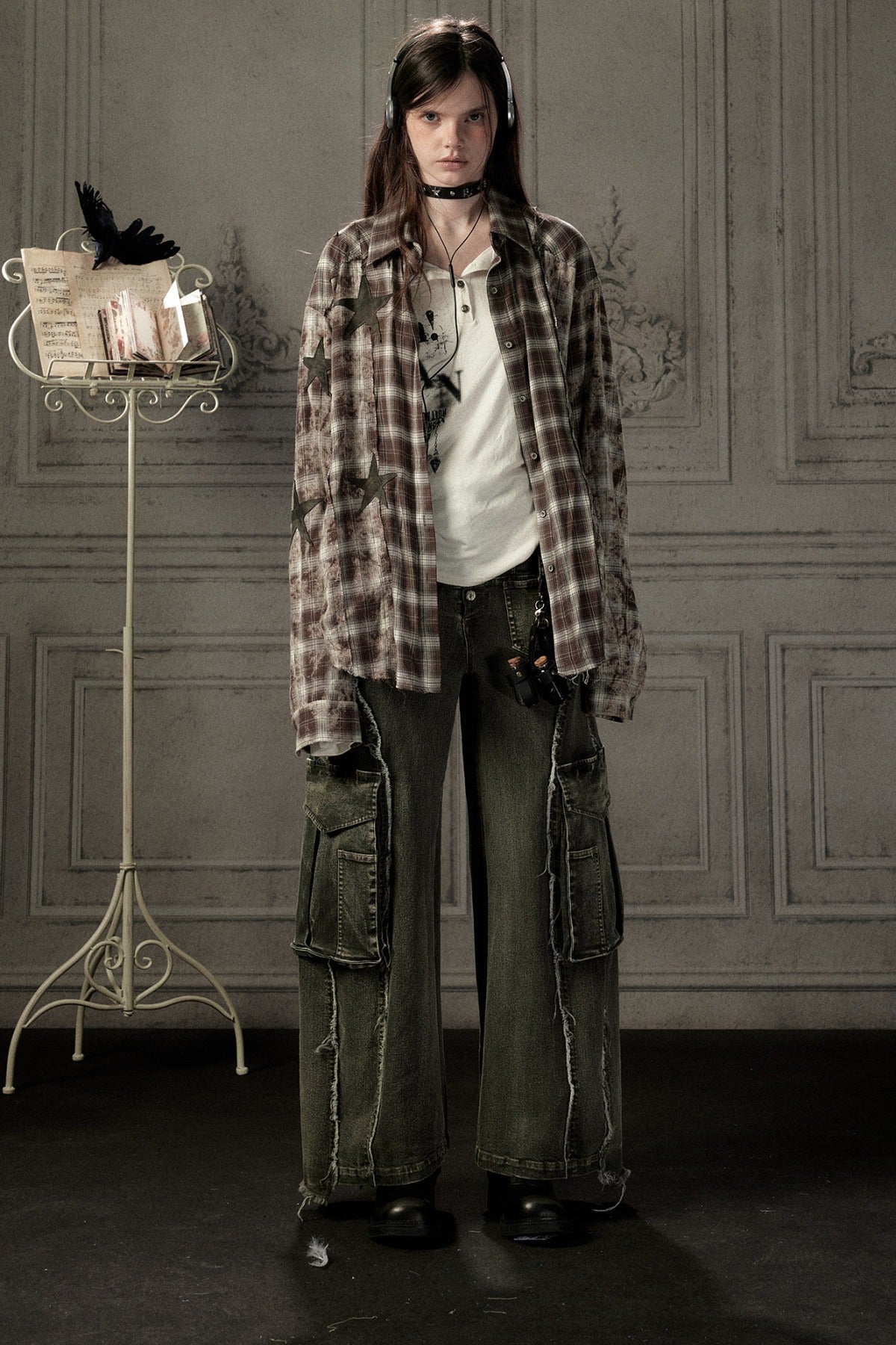 Coffee-Colored Plaid Shirt