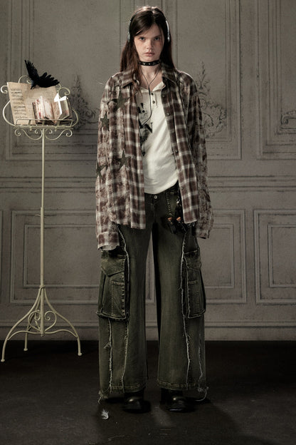 Coffee-Colored Plaid Shirt