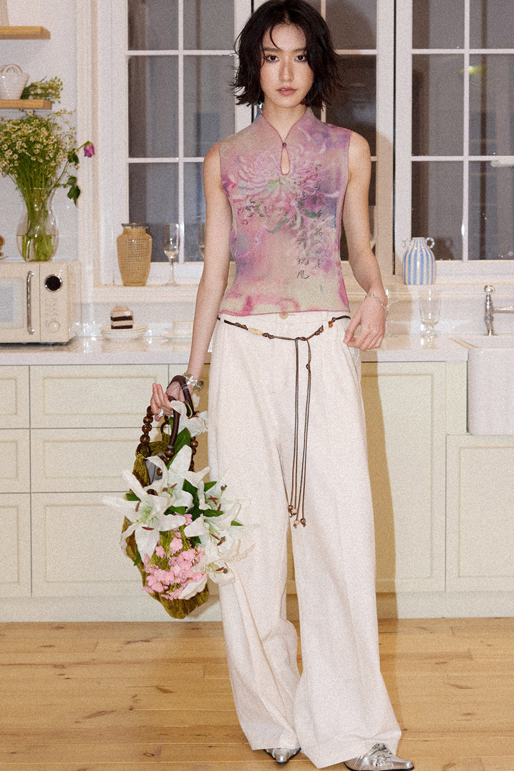 Lyocell Linen Beaded Pants