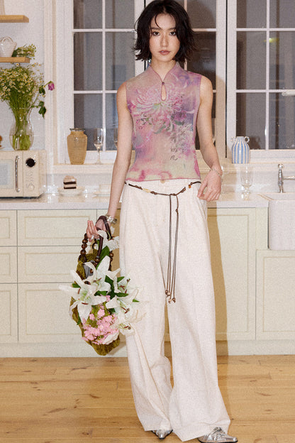 Lyocell Linen Beaded Pants